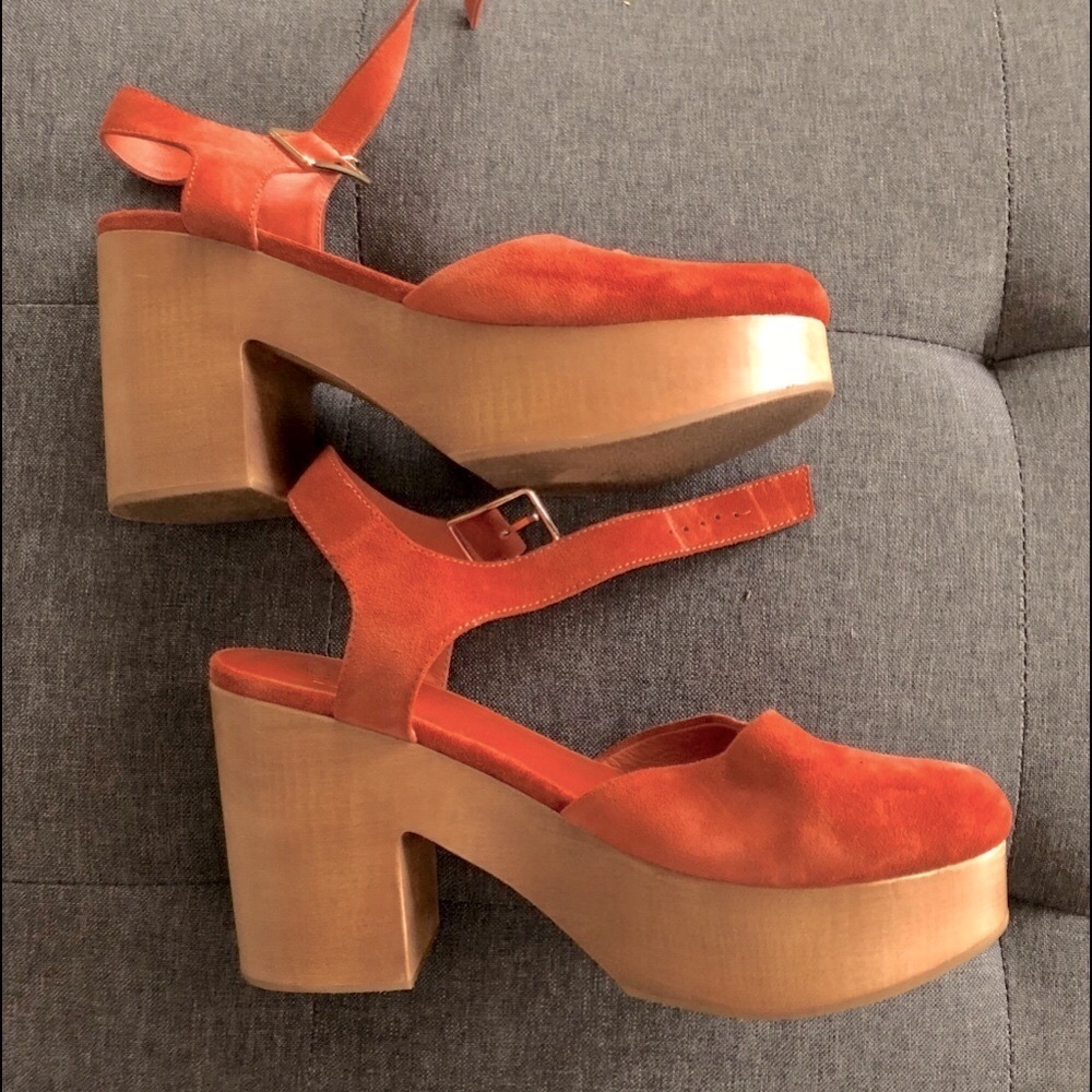 Platform Sandals by Charlotte Stone, Rust Suede